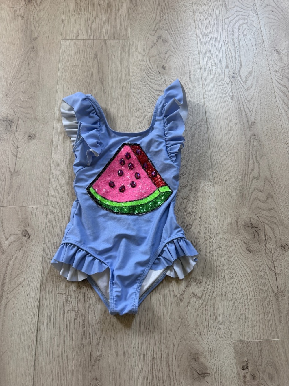 Lola + The Boys Girls One-Piece Swimsuit Blue Ruffle Sz. 8
